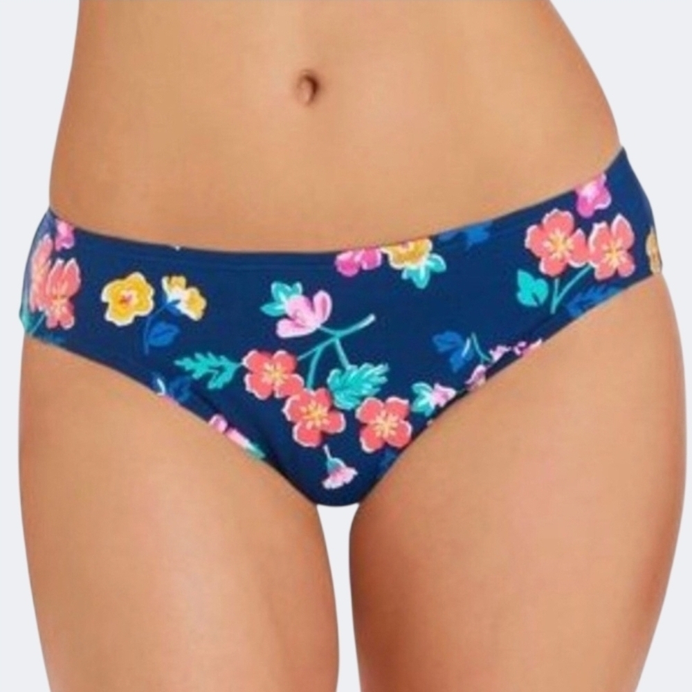 NWT Vera Bradley Sea & Tea Santiago Reversible Navy Floral Bikini Bottom Large
